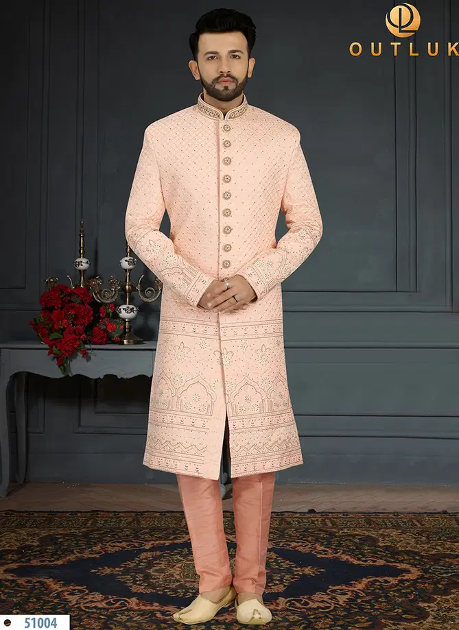 Outluk Vol 51 Wedding Wear Wholesale Sherwani Groom Collection